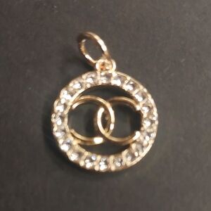 CC Gold & Rhinestone Circle Charm Pendant